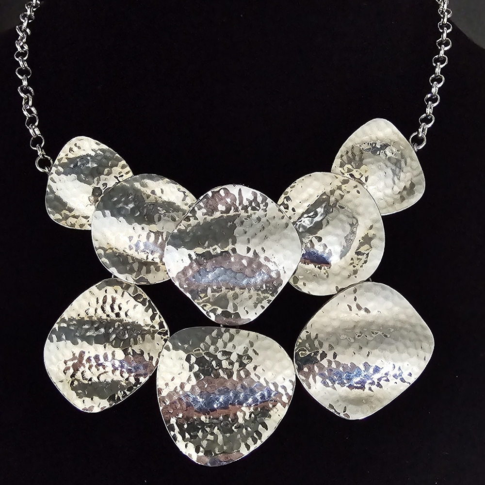 Necklace Hammered Stainless Steel Fashion Jewelry Silver